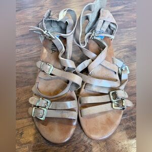 MIA Beige Multi-Strap Buckle Sandals